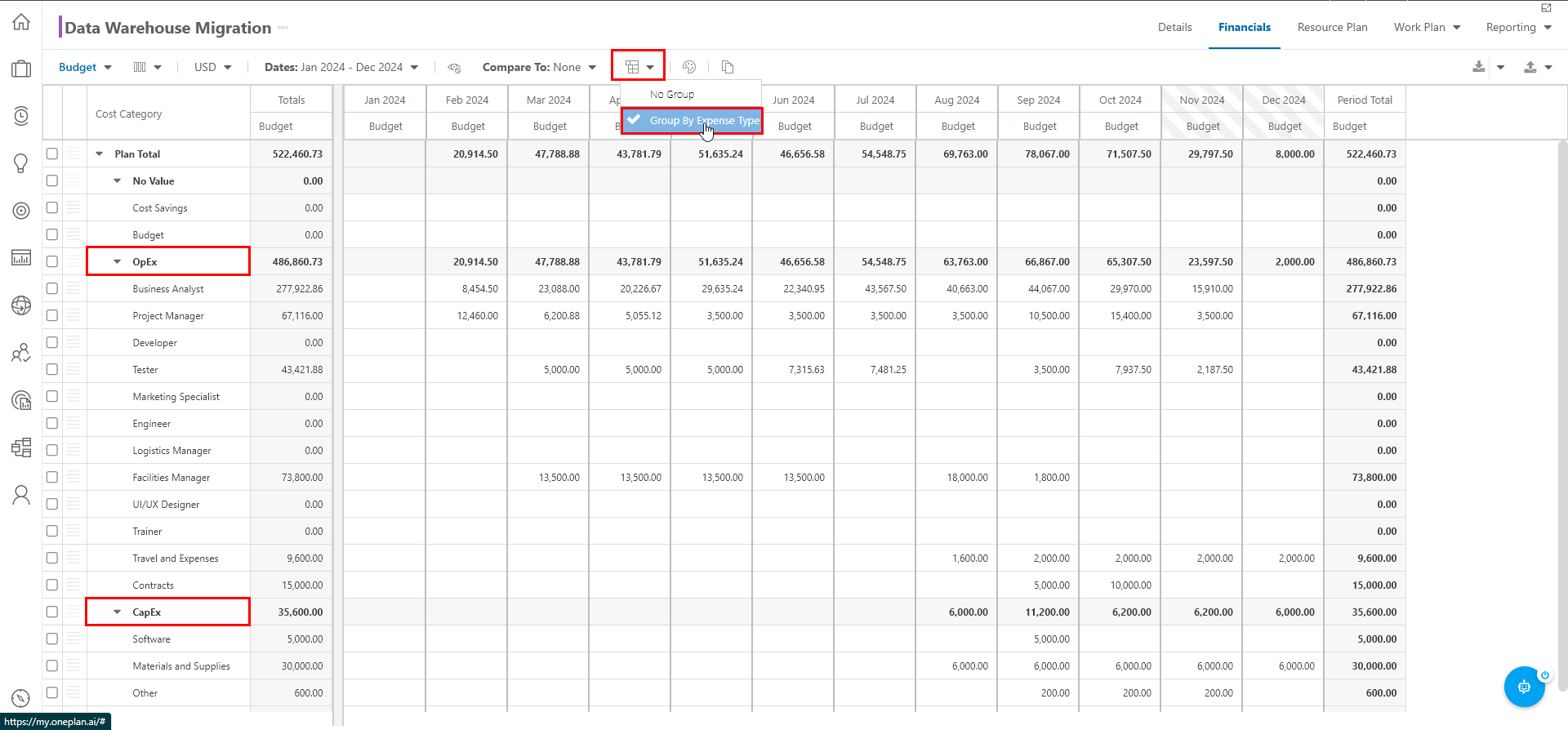 Trial Guide - Manage a Plan - Financial Plan Group By.png