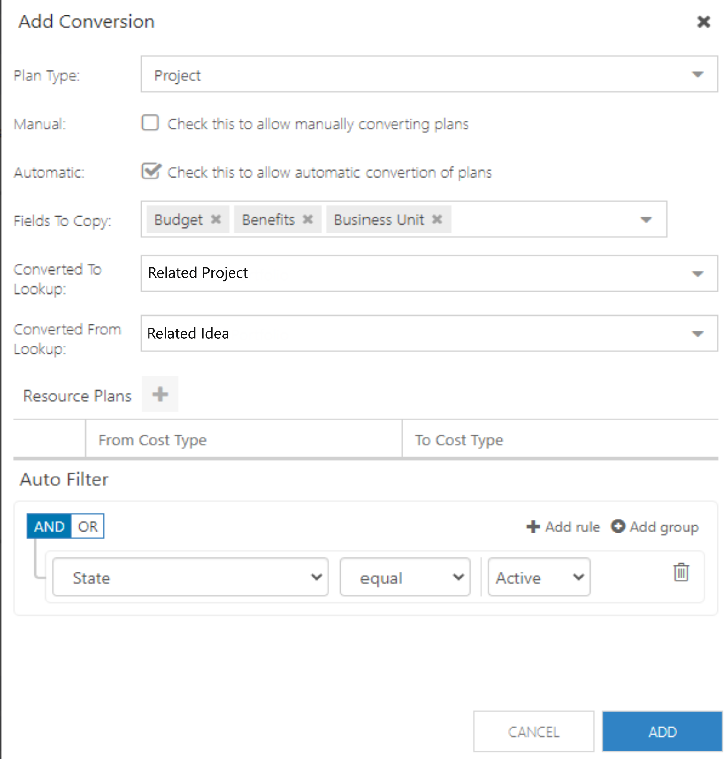 Set Up Plan Type Conversions – Support