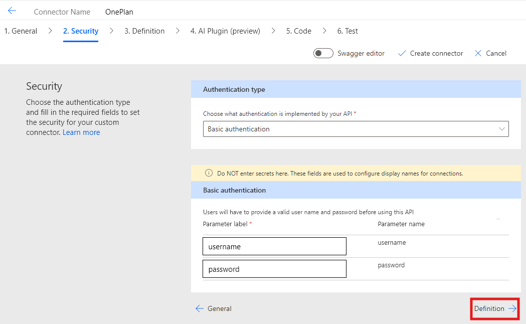 Connector Settings Security Tab.png