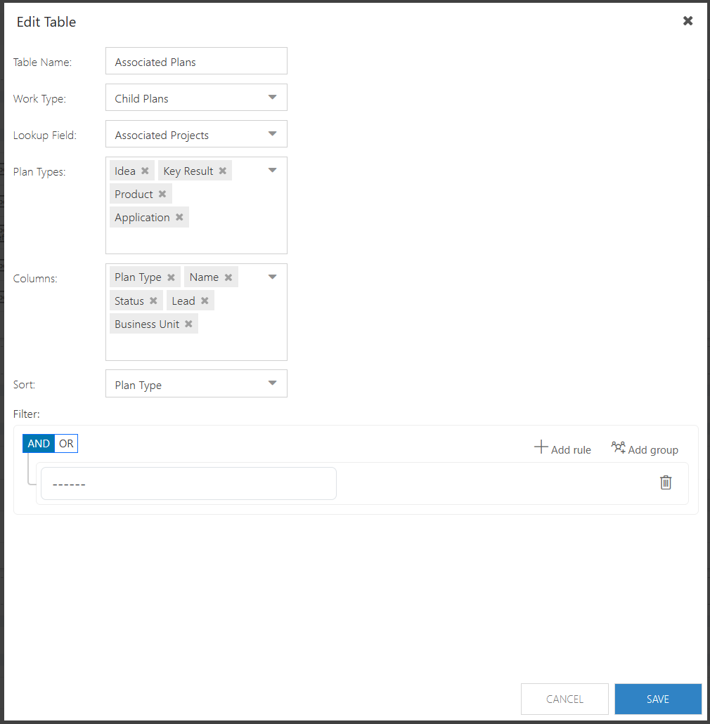 Add Child Plan Element Form