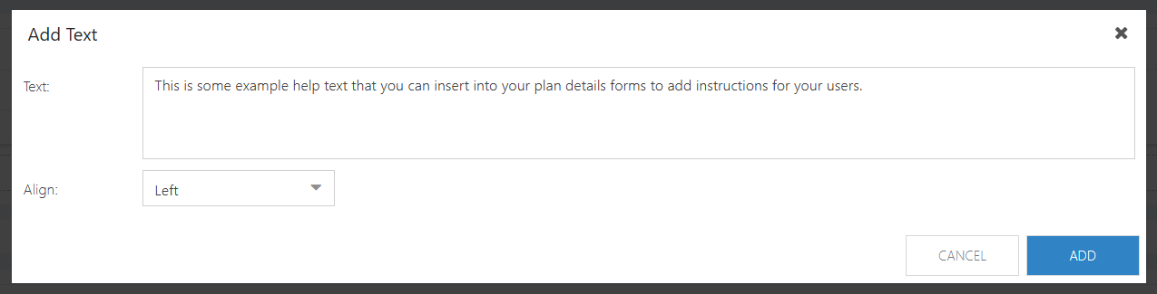 Add Text Element Form
