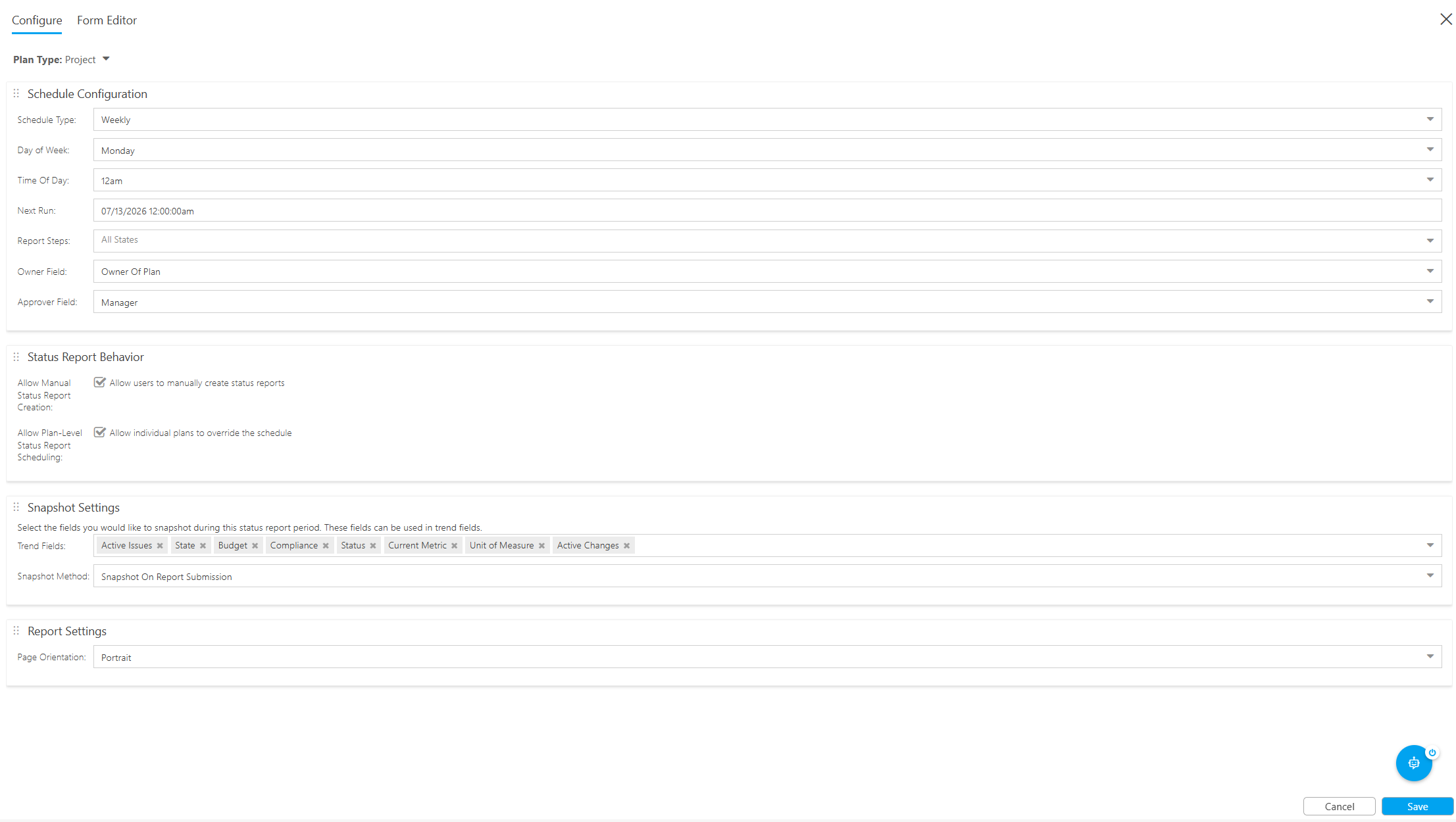 Status Report Configure Tab.png