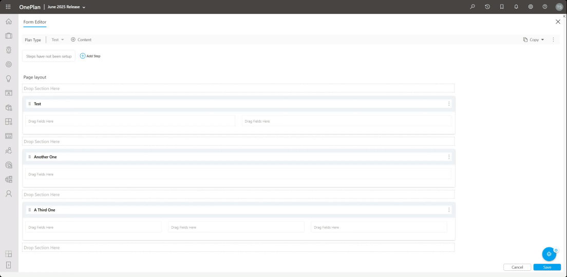Rearrange Sections in the Form Editor